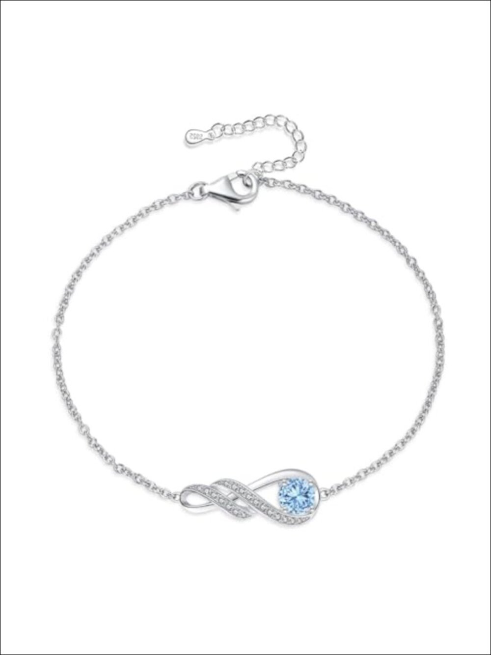 Sterling Silver Infinity Birthstone Bracelet Adjustable Chain